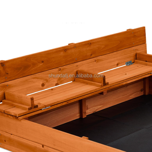 Bac à sable extérieur en bois de cèdre grand format avec sièges pliables toutes saisons pour enfants, housse rouge clair - Product Image 4