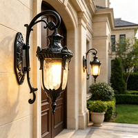 Applique murale de jardin LED E27 en aluminium noir laqué laiton antique, étanche IP65, pour cour, porche et espaces extérieurs – Qualité supérieure, design moderne et épuré