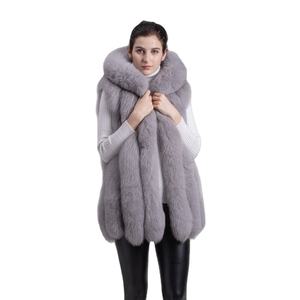 QIUCHEN QC9484 femmes manteau de fourrure d'hiver véritable <span class=keywords><strong>gilet</strong></span> de fourrure de renard véritable <span class=keywords><strong>gilet</strong></span> de fourrure longue - Product Image 1