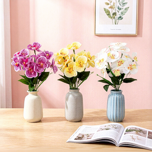 Orquídeas <span class=keywords><strong>Phalaenopsis</strong></span> Artificiales Hechas a Mano con 5 Cabezas, Diseño <span class=keywords><strong>de</strong></span> Mariposa, Centro <span class=keywords><strong>de</strong></span> Mesa Moderno para Bodas, Decoración para Sala <span class=keywords><strong>de</strong></span> Estar, Vestíbulo <span class=keywords><strong>de</strong></span> Hotel - Product Image 1