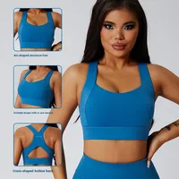 Soutien-gorge de sport antichoc haute performance pour femme, avec maintien latéral, dos nageur, en nylon et élasthanne, modèle FY-D-201