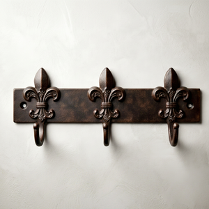Artisanal Vintage Fleur De Lis Wall <b>Hooks</b> Metal Rust Resistant Clothing Storage <b>Hook</b> Set Perfect For Stylish Home Decor - Product Image 1