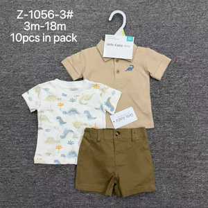Ensemble de 3 pièces pour bébé garçon en coton 100% pour l'été, 2 hauts à manches courtes + shorts, vêtements décontractés pour 3 à 18 <span class=keywords><strong>mois</strong></span> - Product Image 3