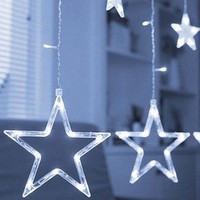 Guirlande lumineuse LED à étoiles et lunes, à intensité variable, pour chambre à coucher, fenêtre, décoration intérieure