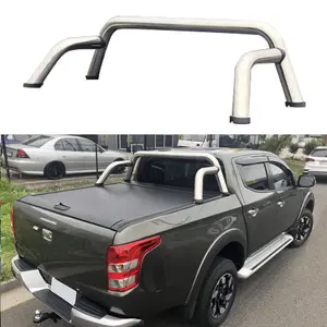 Factory price custom logo stainless steel pick up truck sports bar rear bed roll bars for Toyota Tundra Tacoma Hilux Vigo REVO