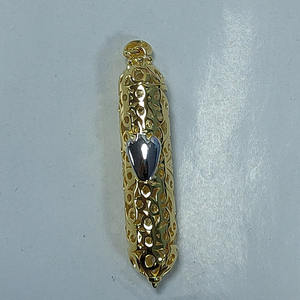 Perak asli mode perhiasan Yahudi 925 perak murni liontin Mezuzah berlapis emas - Product Image 2