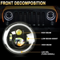 Conversion de phare LED de voiture de 7 pouces, rond complet adapté à la lumière de véhicule tout-terrain Harle Motorcycle.