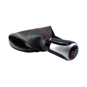 Volkswagen Golf Leather Gear <b>Shift</b> <b>Knob</b> 5-Speed Ergonomic Design Black With Red Stitching - Product Image 4
