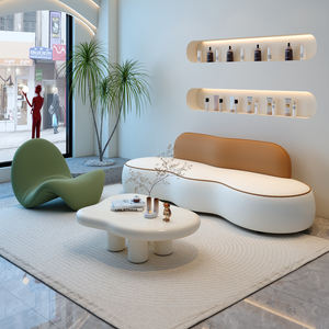 Set Sofa Lengkung 4 Bagian Desainer, Mewah dan Nyaman dengan Busa untuk Area Resepsi Toko, Salon Kecantikan, Toko Pakaian, Selebriti Internet - Product Image 5