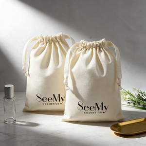 Sac cadeau en coton écologique avec logo imprimé personnalisé, sac en coton mousseline réutilisable, pochette anti-poussière, sacs cadeaux de Noël - Product Image 6