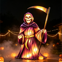 Lanternes d'Halloween personnalisées Grim Reaper – Décoration écologique pour une ambiance effrayante dans les maisons hantées, parcs d'attractions et rues de bars