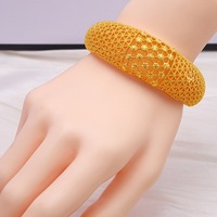 Ensemble de bracelets articulés larges plaqués or 24 carats, style maille, filigrane étoilé ajouré, bijoux ethniques de mariée pour mariage, fête, vacances