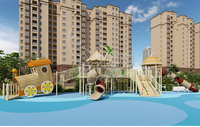 Équipement de terrain de jeu extérieur en plastique personnalisé, structure de jeu multifonctionnelle pour enfants, toboggans, filet d'escalade, parc, école