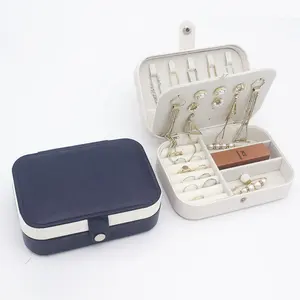 Ring Necklace Earring Pu Leather Jewellery Box Velvet Bracelet Botton Travel Jewelry Organizer Case