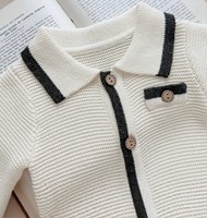 Combinaison en tricot pour le printemps et l'automne, adaptée aux nouveau-nés, en pur coton doux, avec col rabattu, pour sortir et ramper
