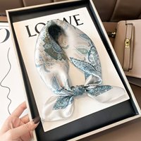 Foulard carré 100% soie, imprimé géométrique rétro, 53*53cm, pour adulte, châle décoratif, mouchoir, accessoire pour cheveux, nouvelle collection été