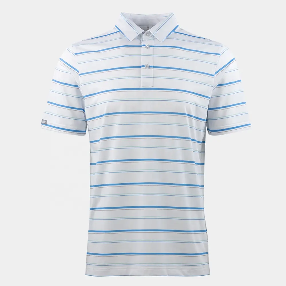 Egret golf blue white spandex men golf striped golf polo shirt
