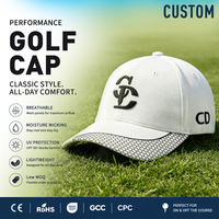 Gorra de Golf Personalizada al por Mayor de 5 Paneles en Color Sólido, Gorra de Béisbol Deportiva con Visera Curva y Parche de PVC Cortado con Láser