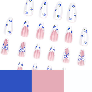 Faux ongles en acrylique blancs style français <span class=keywords><strong>Myrtille</strong></span>, 24 pièces, fabriqués à la machine et semi-artisanaux, à presser, vente en gros - Product Image 4