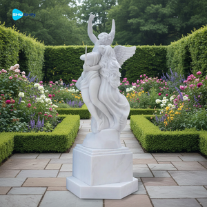 야외 정원 장식 날개 달린 천사 조각상 유럽 디자인 대리석 수공예 내구성 조각 - Product Image 6