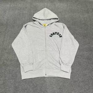 <span class=keywords><strong>Felpa</strong></span> <span class=keywords><strong>con</strong></span> Cappuccio Oversize Unisex <span class=keywords><strong>con</strong></span> Zip Grigio/Nero per Ricamo Lettering, Stile Casual Streetwear, Eco-Friendly, Antivento, Autunnale - Product Image 1