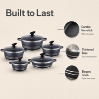 Ensemble de 10 ustensiles de cuisine en aluminium moulé antiadhésif pour cuisinière à induction, avec logo OEM personnalisé, ensemble de casseroles et poêles de cuisine