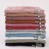 Zifeng OME personnalisé fleur Type chaud diamant longue écharpe perle en mousseline de soie carré moyen-orient afrique malais écharpe