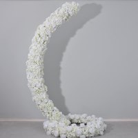 Modern Luxury White Rose Artificial Flower Set Curved Hanging Basket Metal Stand Customized Wedding Event Backdrop Stage