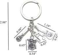 Porte-clés Rétro en Métal pour Musique Rock, Guitare, Microphone, Batterie, Note de Musique, Pendentif pour Musiciens, Cadeau, Vente en Gros