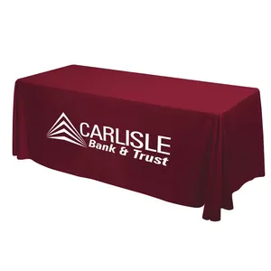 6ft 8ft drapé ajusté carré nappe de couverture de table avec logo personnalisé imprimé