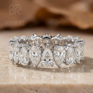 IGI Certified CVD Pear Lab Grown Diamond Wedding <b>Ring</b> Women Custom 925 <b>Silver</b> Vvs Lab Created Diamond Band <b>Ring</b> Fine Jewelry - Product Image 1