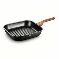 Poêle à griller 24/28 cm avec revêtement antiadhésif en marbre, plaque à griller en aluminium avec base à induction pour cuisine moderne, poêle carrée