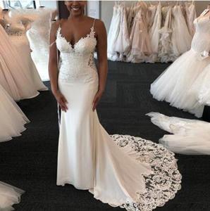 2025 africano sirena abiti da sposa spalline spalline Sexy dietro abiti da sposa in pizzo con strascico - Product Image 1