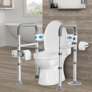 <strong>Raised</strong> <strong>Toilet</strong> <strong>Seat</strong> <strong>with</strong> <strong>Handles</strong> for Elderly - <strong>Toilet</strong> <strong>Seat</strong> Risers for Seniors <strong>with</strong> Adjustable Padded Arms - Product Image 4