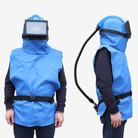 Casque de protection ETRUST prêt à être expédié avec cape pour le sablage aux températures extrêmes 39x27x25cm