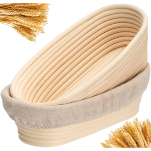 Custom Leavened Bread Basket Dough <b>Set</b> 10 "oval and 9" Breadboard, Bowl Scraper, Dough Scraper Kit - Product Image 1