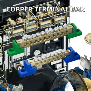 Shengguan SG-026/1+8 High Quality Terminal Bar Ground Neutra Brass <b>Earthing</b> Bar 5-10 AWG Conductor Screw Connection 100 Max - Product Image 2