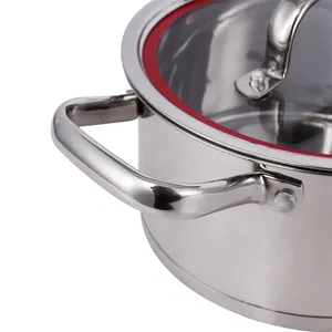 High Quality 201/304 Stainless Steel Red Line 6 PCS Cookware Set Soup Pot Easy to Clean and Use kitchen induction cooker