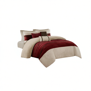 Ensemble de couette 7 pièces rayé moderne pour la maison, 100% polyester, lavable en machine - Product Image 1