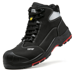 Scarpe Antinfortunistiche Nere Leggere Traspiranti Impermeabili in Pelle con Puntale in Fibra di Vetro per Uomo da Lavoro e Suola in Gomma - Product Image 2