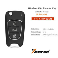 XHORSE XNHY22EN Clé télécommande pliable sans fil de deuxième génération à 3 boutons pour KIA pour Hyundai Type