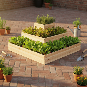 Jardinera Elevada de Madera de 3 Niveles, Divisible, con Revestimiento de Vinilo, Ecológica, para Flores, Verduras, Hierbas, Jardín, Patio Trasero - Product Image 1
