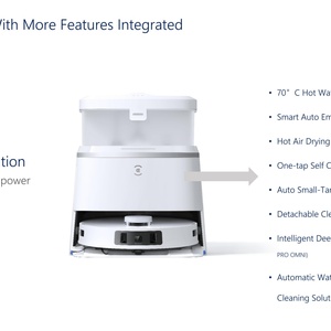 Robot aspirateur T30 PRO OMNI avec fonction de lavage humide/sec, nettoyage sonique, nettoyage automatique, batterie Li-Ion en plastique, contrôle par application, longue autonomie pour extérieur - Product Image 6