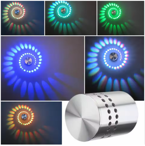 Lampe murale et de plafond LED spirale RGB 3W, <span class=keywords><strong>luminaire</strong></span> à intensité variable avec télécommande <span class=keywords><strong>sans</strong></span> <span class=keywords><strong>fil</strong></span>, corps en aluminium, livraison directe - Product Image 4
