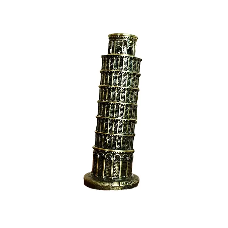 Handgemaakte Decoratie Kantoor Ornamenten Geschenken Metalen Ambachten Retro Italië De Scheve Toren Van Pisa Model Souvenir