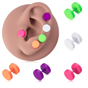 <span class=keywords><strong>Faux</strong></span> plugs et tunnels colorés ronds et plats, tendance, en acier inoxydable, pour <span class=keywords><strong>cartilage</strong></span>, tragus, hélix, <span class=keywords><strong>piercing</strong></span> d'<span class=keywords><strong>oreille</strong></span> - Product Image 2