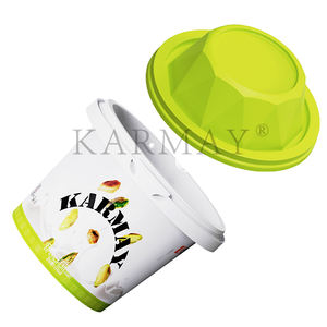 Tasse de yaourt à la crème sure verte ronde de 250ml de qualité alimentaire en PP avec céréales et couvercle transparent - Product Image 2