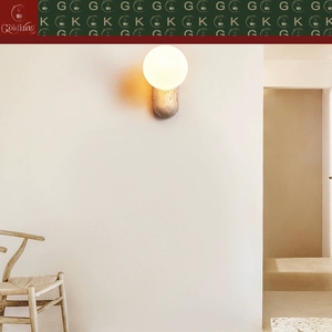 Lámpara de Pared GOLDKING para Dormitorio, Base Ovalada de Travertino Beige Natural, Globo de Vidrio Esmerilado, Diseño Personalizado OEM ODM, Directo de Fábrica - Product Image 4