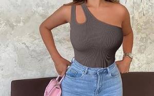 Custom 2024 Cross-border Foreign Trade Mujeres Slant Collar One-shoulder Sexy One-piece Vest Body - Product Image 5