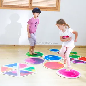 Nontoxic Vinyl 3d Puzzle Color Liquid Flooring Kid's Playroom Educational Plastic Hexagon Sensory Liquid Floor Tile Toy